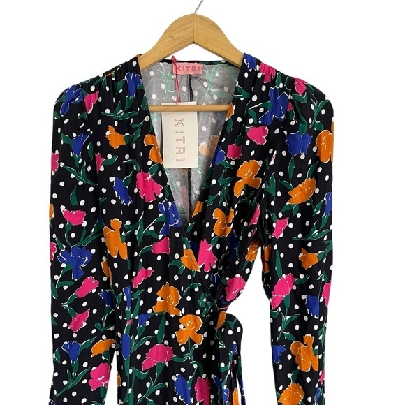 KITRI Stephanie Floral Polka Dot Wrap Midi Dress - Picture 5 of 11